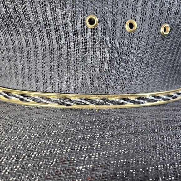 Vintage Mexican Wide Brim Black Sombrero Straw Cowboy Hat - Picture 6 of 11
